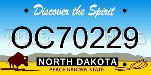OC70229 North Dakota License Plate