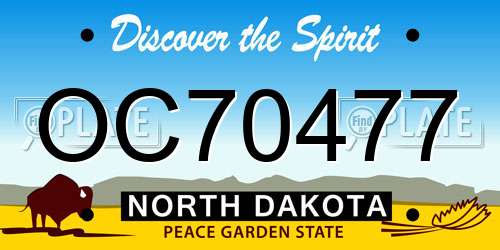 OC70477 North Dakota License Plate