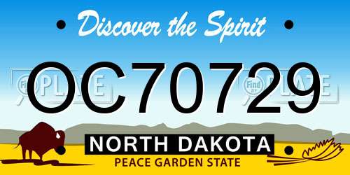 OC70729 North Dakota License Plate