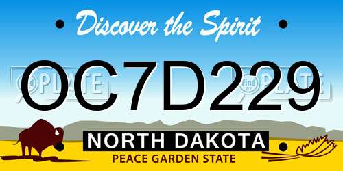 OC7D229 North Dakota License Plate