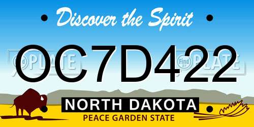 OC7D422 North Dakota License Plate