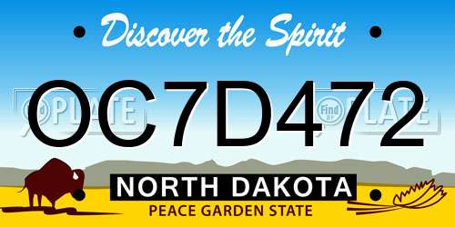 OC7D472 North Dakota License Plate