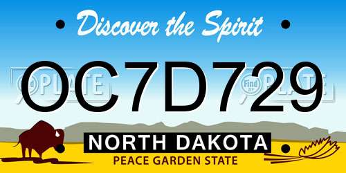 OC7D729 North Dakota License Plate