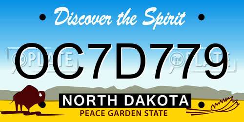 OC7D779 North Dakota License Plate