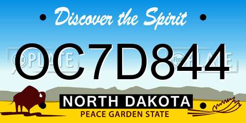 OC7D844 North Dakota License Plate