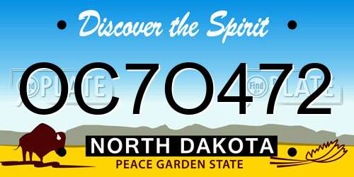 OC7O472 North Dakota License Plate
