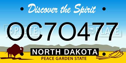OC7O477 North Dakota License Plate