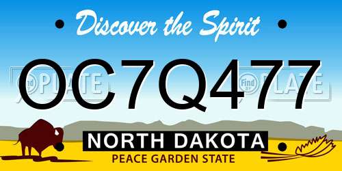OC7Q477 North Dakota License Plate