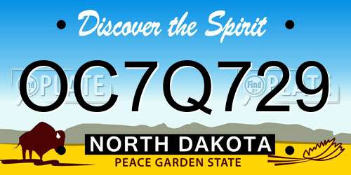 OC7Q729 North Dakota License Plate