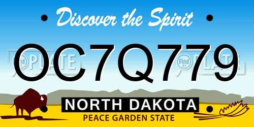 OC7Q779 North Dakota License Plate