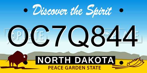 OC7Q844 North Dakota License Plate
