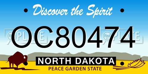OC80474 North Dakota License Plate