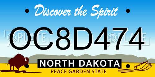 OC8D474 North Dakota License Plate