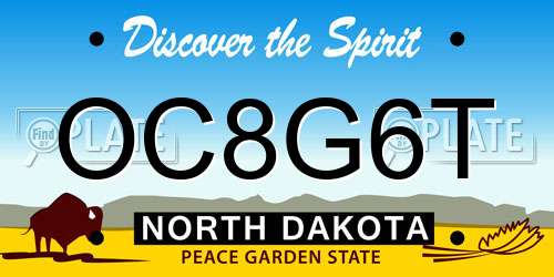 OC8G6T North Dakota License Plate