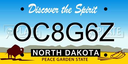 OC8G6Z North Dakota License Plate