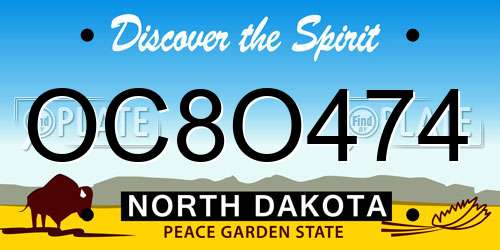 OC8O474 North Dakota License Plate