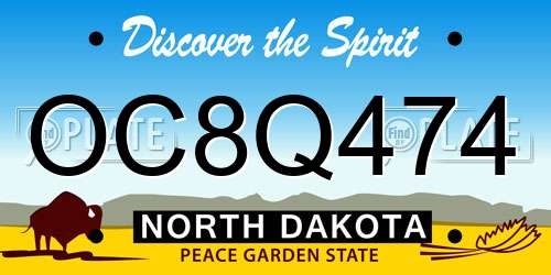 OC8Q474 North Dakota License Plate
