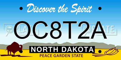 OC8T2A North Dakota License Plate