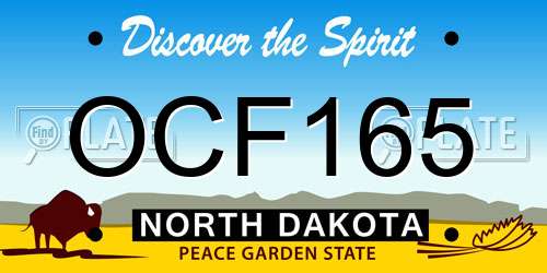 OCF165 North Dakota License Plate