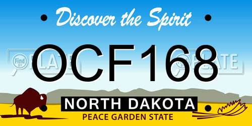 OCF168 North Dakota License Plate