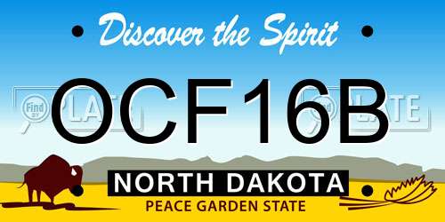 OCF16B North Dakota License Plate