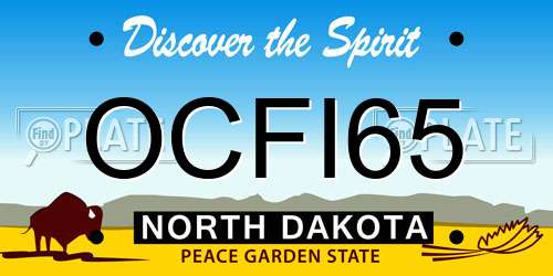 OCFI65 North Dakota License Plate