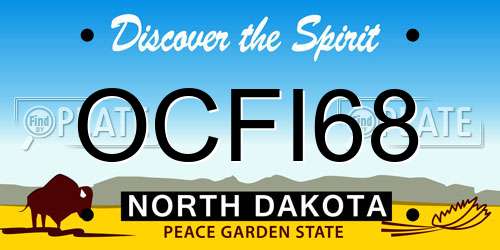 OCFI68 North Dakota License Plate