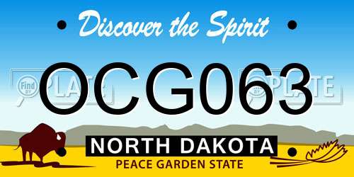 OCG063 North Dakota License Plate