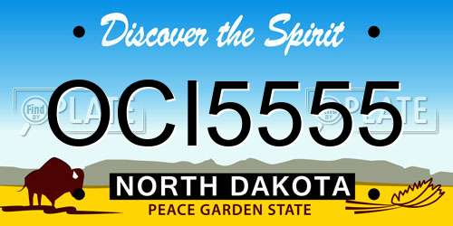 OCI5555 North Dakota License Plate