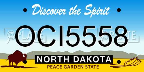 OCI5558 North Dakota License Plate