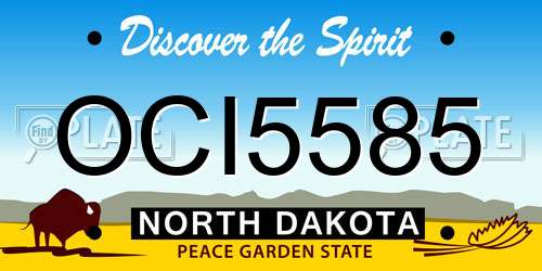OCI5585 North Dakota License Plate