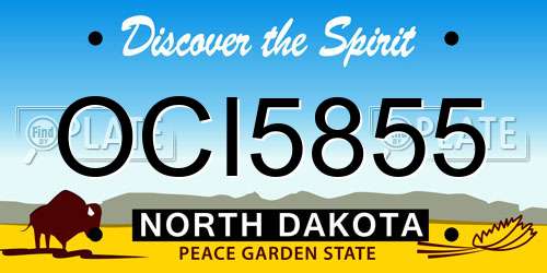 OCI5855 North Dakota License Plate