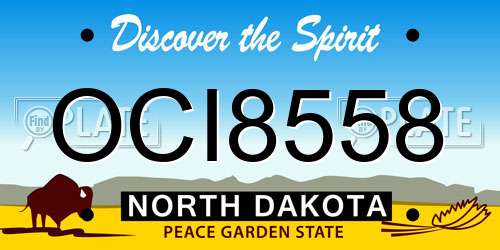 OCI8558 North Dakota License Plate