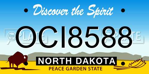 OCI8588 North Dakota License Plate