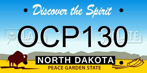 OCP130 North Dakota License Plate