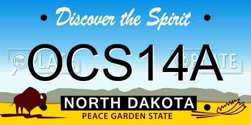 OCS14A North Dakota License Plate