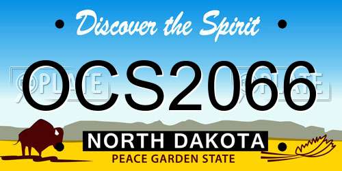 OCS2066 North Dakota License Plate