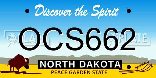 OCS662 North Dakota License Plate