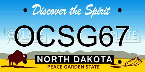 OCSG67 North Dakota License Plate