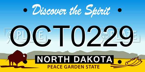 OCT0229 North Dakota License Plate