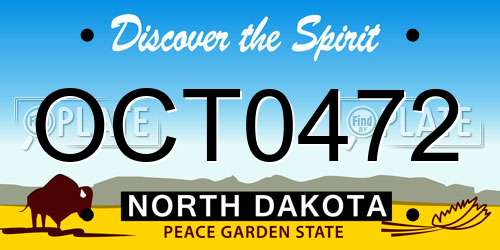 OCT0472 North Dakota License Plate