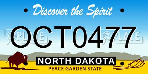 OCT0477 North Dakota License Plate