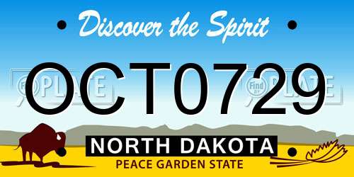 OCT0729 North Dakota License Plate