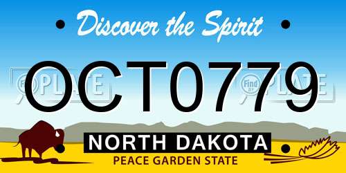 OCT0779 North Dakota License Plate
