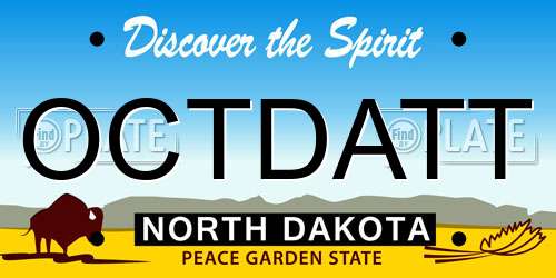 OCTDATT North Dakota License Plate