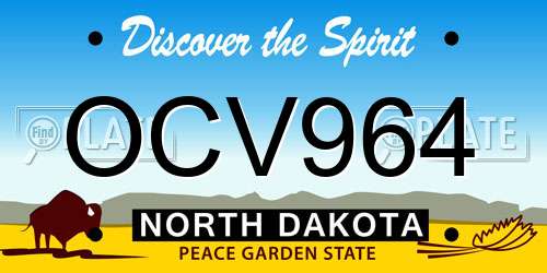 OCV964 North Dakota License Plate