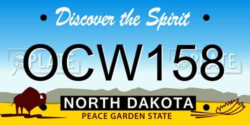 OCW158 North Dakota License Plate