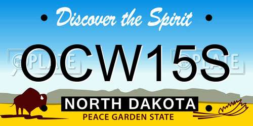 OCW15S North Dakota License Plate