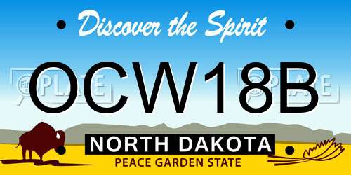 OCW18B North Dakota License Plate