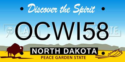 OCWI58 North Dakota License Plate